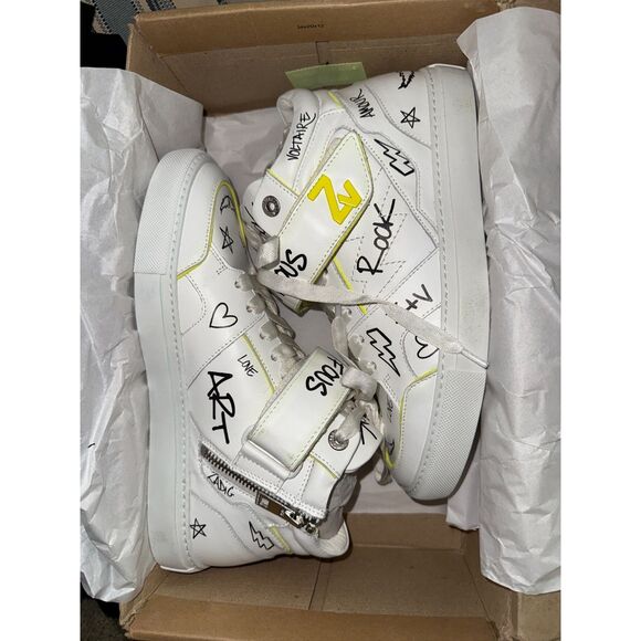 NWT Zadig & Voltaire ZV1747 Mid Flash Fluorescent Suede Charms Sneakers size 39 - Picture 11 of 13